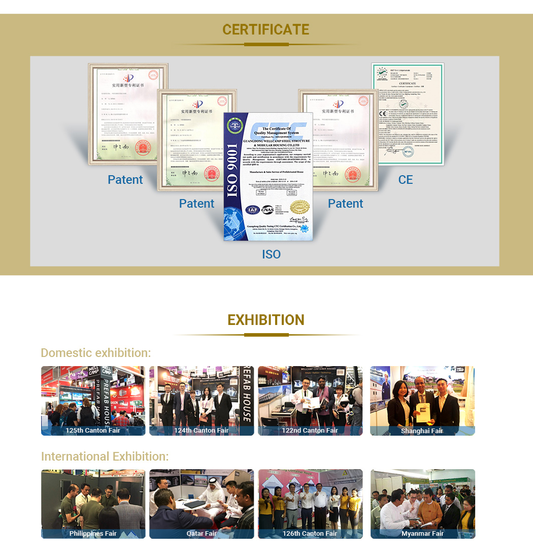 certificat de maison de conteneur en paquet plat