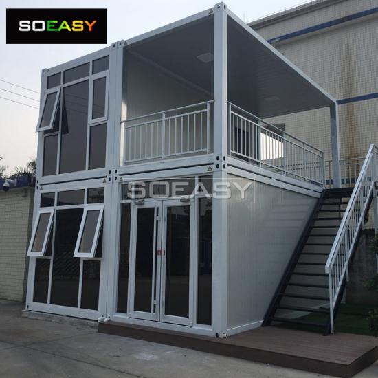 villa conteneur de luxe 4 unités pack plat combiner mur de verre avec balcon