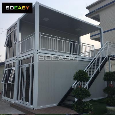 Luxury  Container Villa 4 Units Flat Pack Combine Together Glass Wall with Balcony à vendre