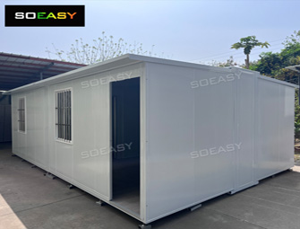Maison de conteneur extensible pliable SOEASY 2 chambres 1 conception de salle de bain pour camp minier